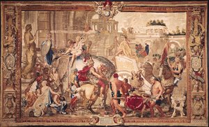 La entrada de Alejandro III (356-323 a.C.) el Grande en Babilonia, Taller de Gobelinos de Charles Le Brun